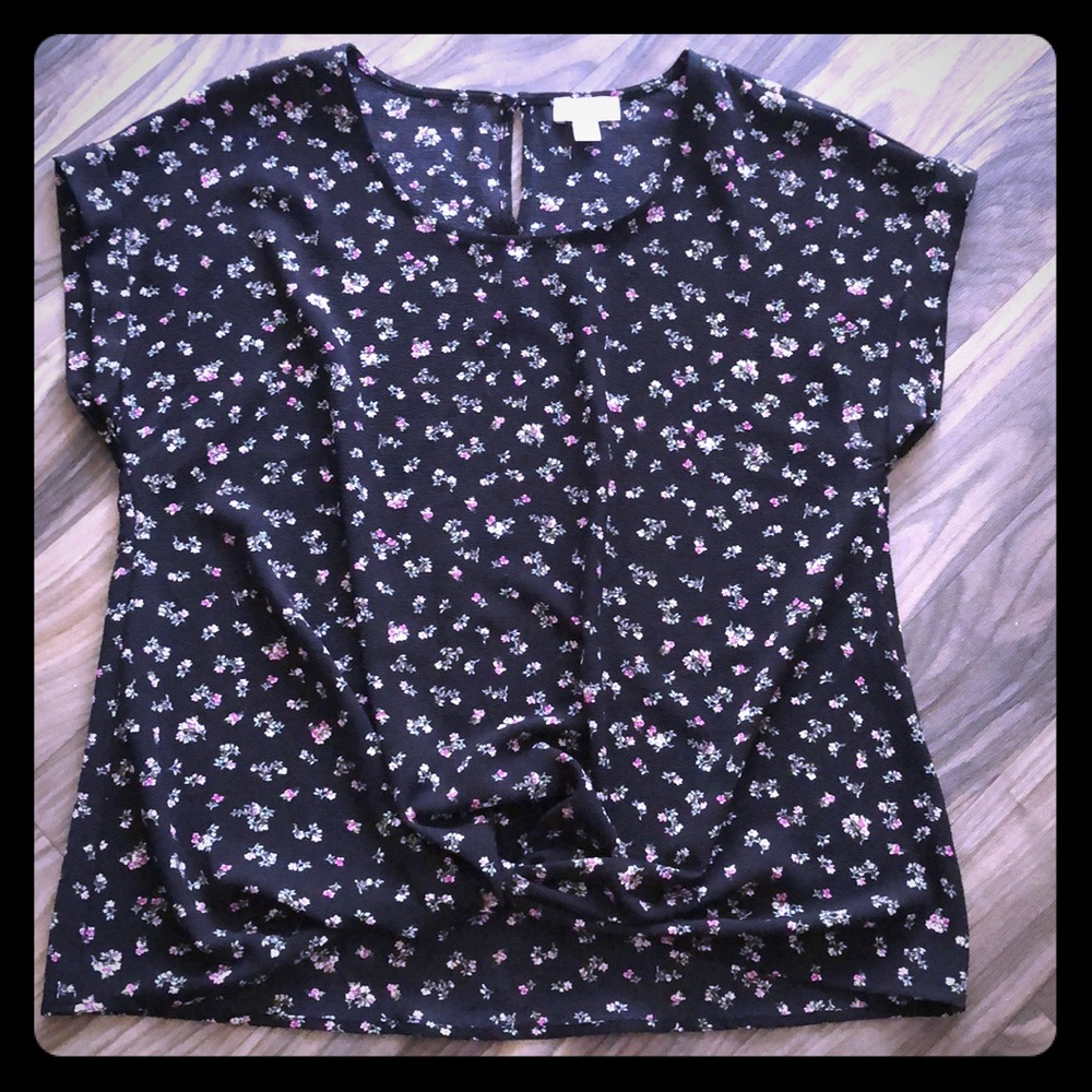 SO black blouse with pink flowers